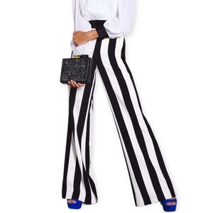 Alice and Olivia Pants High Rise Wide Leg Striped